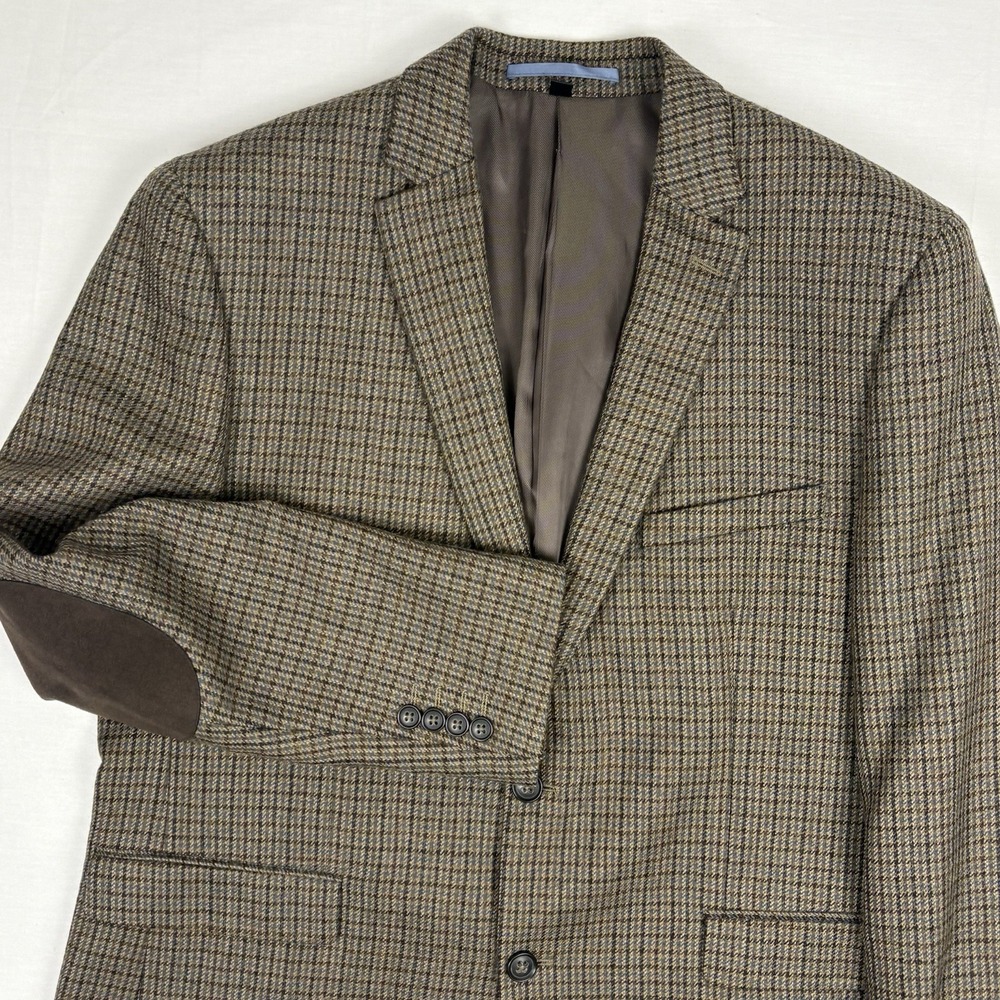 Marc Martin Menswear Lambswool Houndstooth Tweed Sport Coat 44R Elbow Patches